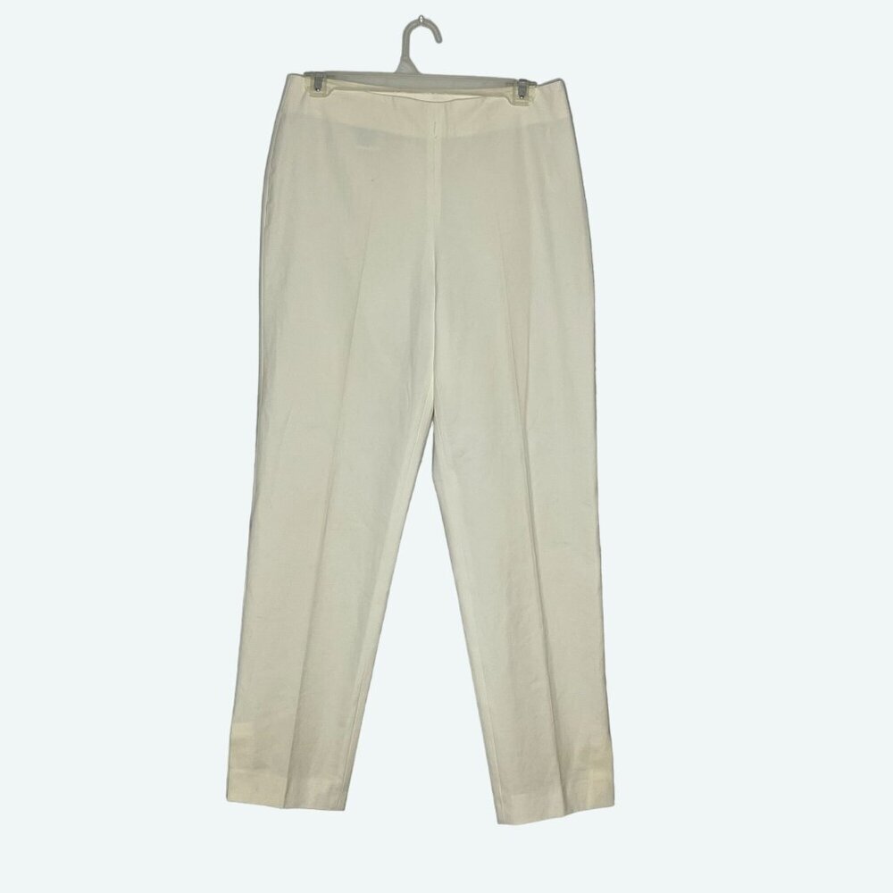 Gunex Off White Side Zip Closure Slim Leg Ankle Dress Pants Polyester Stretch Si